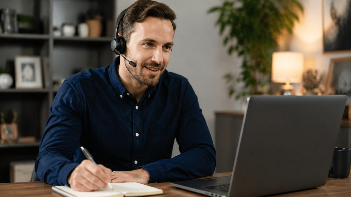 U.S.-based support specialist taking a business debt relief call